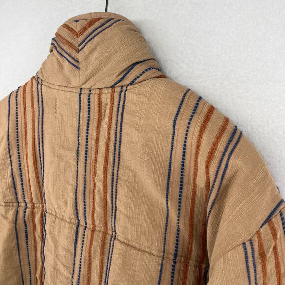FREE PEOPLE Jacket M Astrid Quilted Insulated Oversized Striped Cotton Brown - Picture 7 of 16